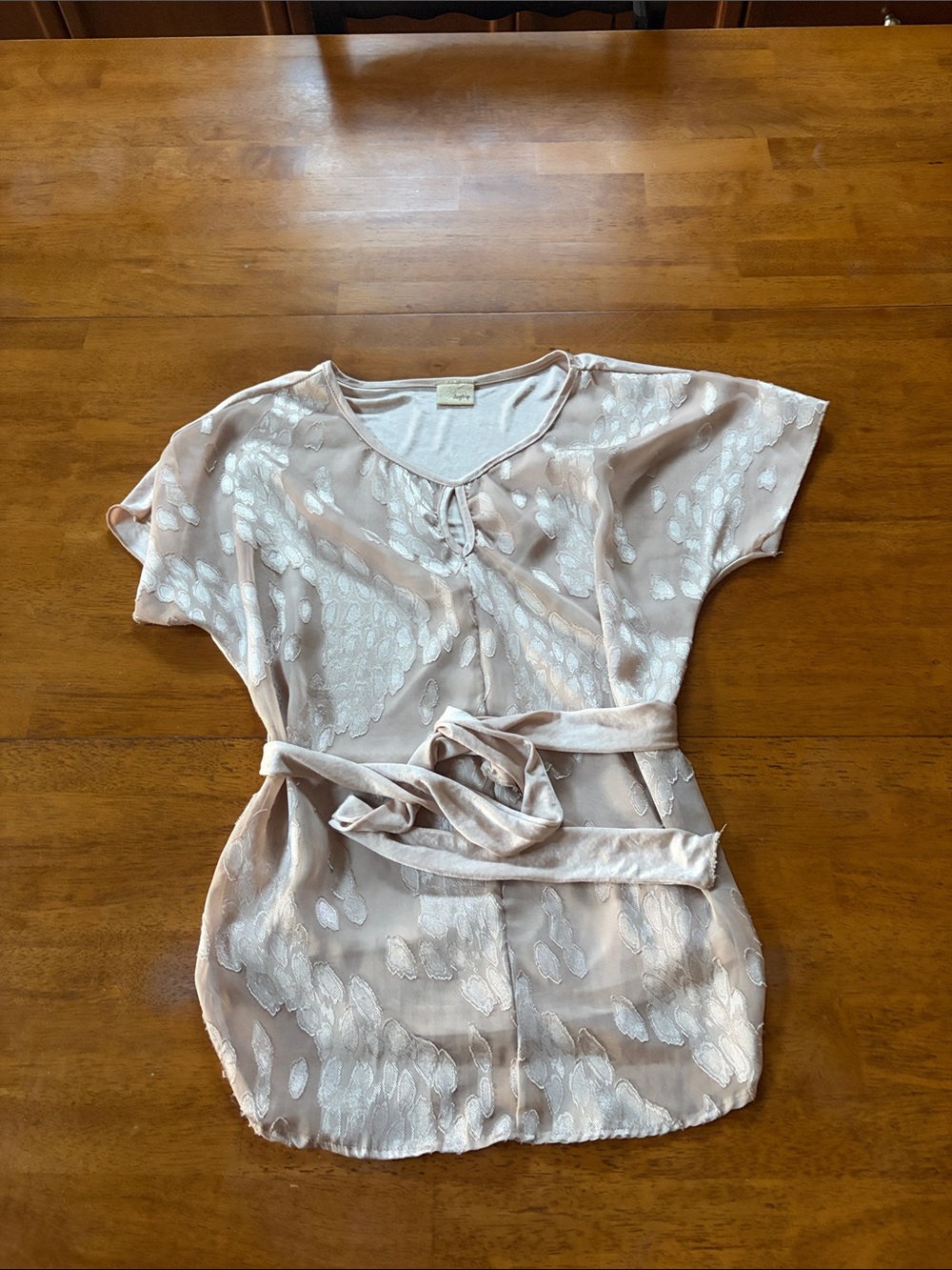 Daytrip Light Pink Metallic Tie-Waist Tunic